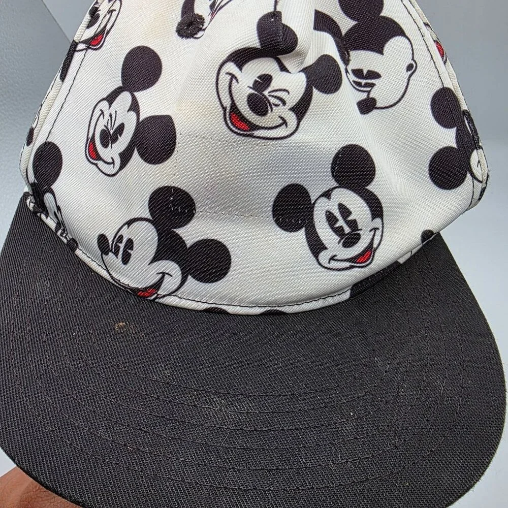 H&M x Disney Kids Adjustable Mickey Mouse Print Snapback Hat Black White Youth